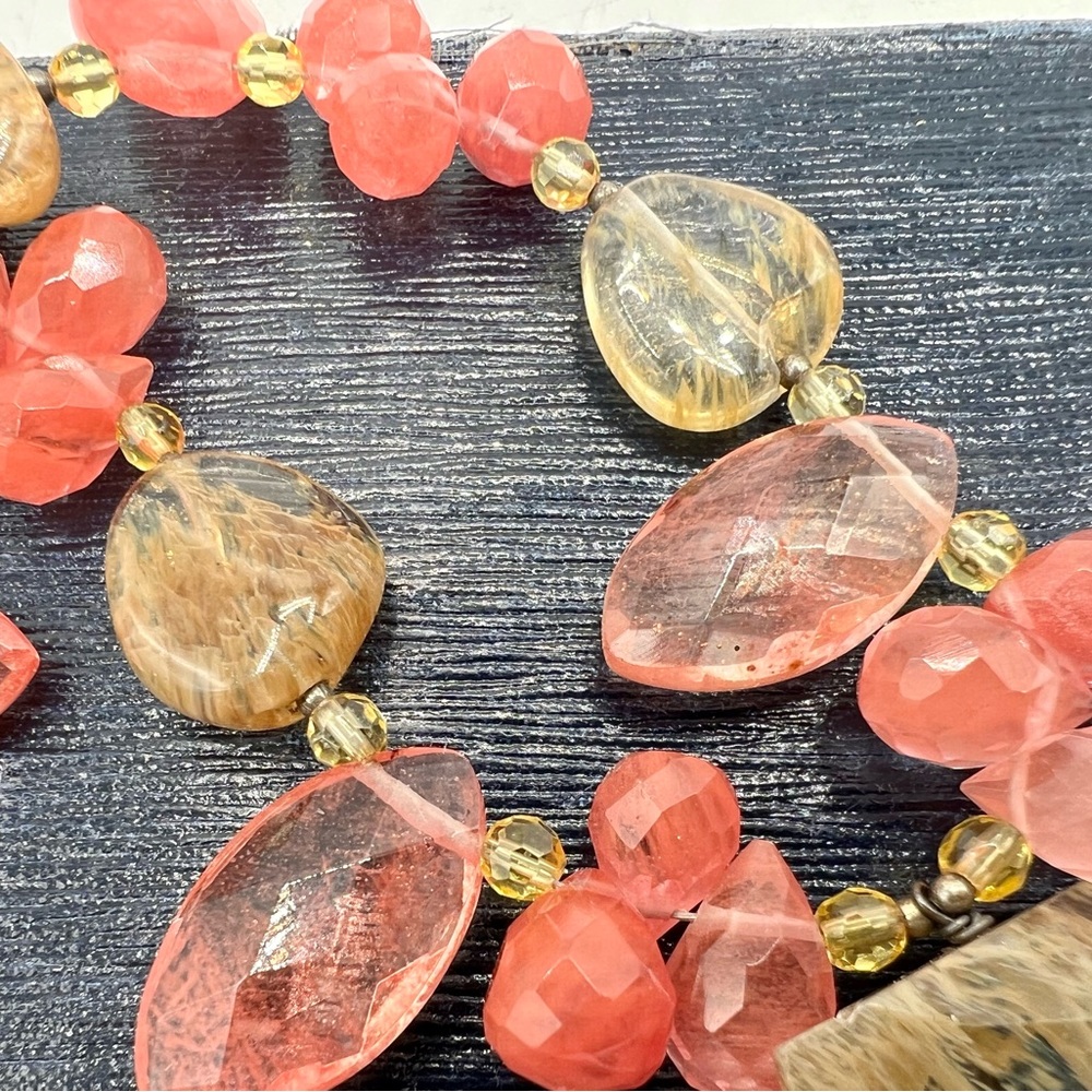 BARSE cherry quartz gemstone sterling silver statement necklace 15” - 18” - Picture 11 of 13